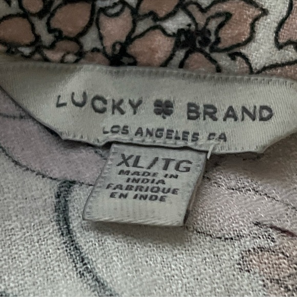 Lucky Brand Pink and Brown Puff Sleeve Blouse - Picture 3 of 6